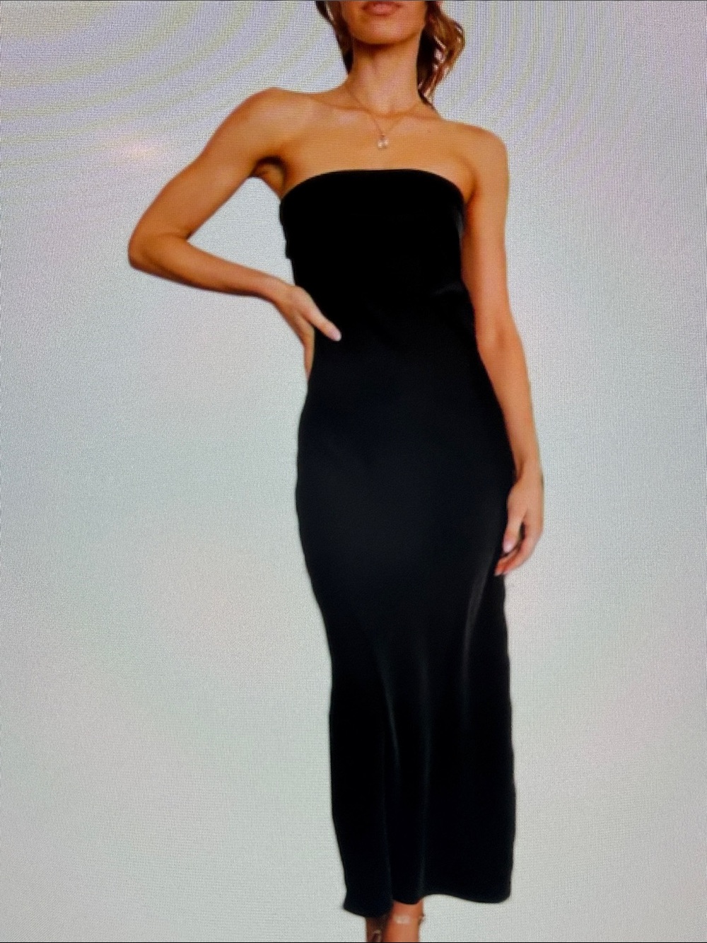 Elegant Strapless Black Maxi Dress